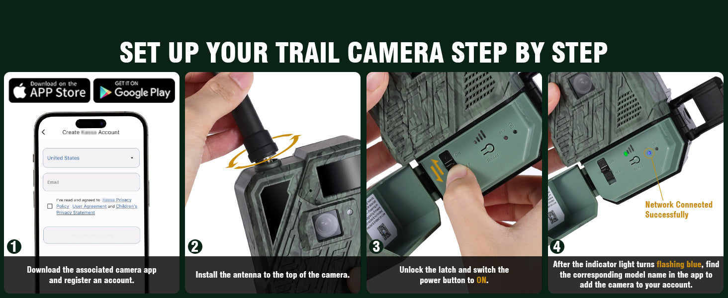 solar cellular trail camera ENQOO easy setup